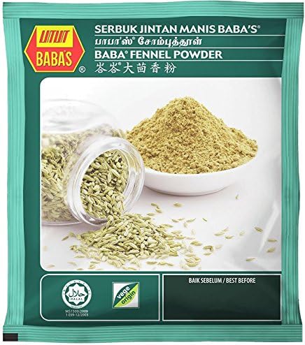 7-Pack/Malaysia Best Brand / Baba's Fennel Powder / Sweet Grassy Flavour / Made From Finest Ingredient / Pure With No Addictives / Wonderful Addition To Tomato Sauce, Fish Cutlets, Italian Sausages / 70g/pack