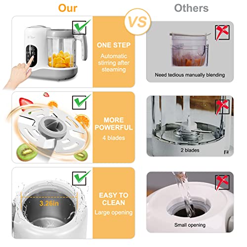 Bear Baby Food Maker | One Step Baby Food Processor Steamer Puree Blender | Auto Cooking & Grinding | Baby Food Puree Maker with Self Cleans | Touch Screen Control