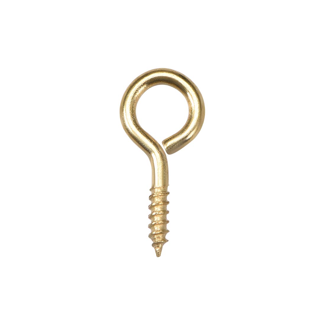 sourcing map 1.1" Small Screw Eye Hooks Self Tapping Carbon Steel Screw-in Hanger Eye-Shape Hooks Gold 50Pcs