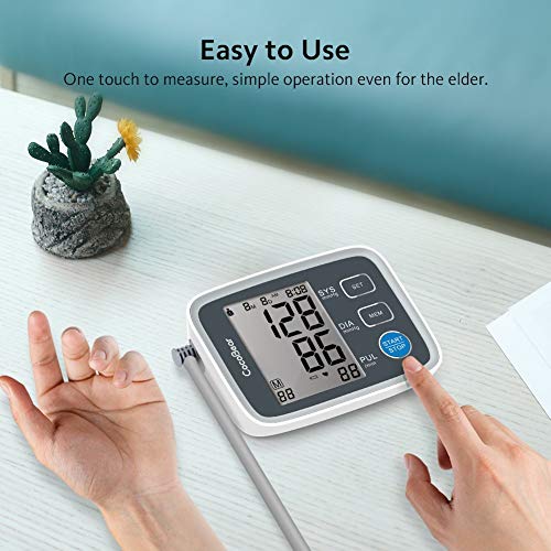 CocoBear Blood Pressure Monitor Upper Arm Digital Automatic BP Monitor for Home Use, 2 * 90 Memory Storage Adjustable Cuff Batteries Included Gray - Thumbnail 3