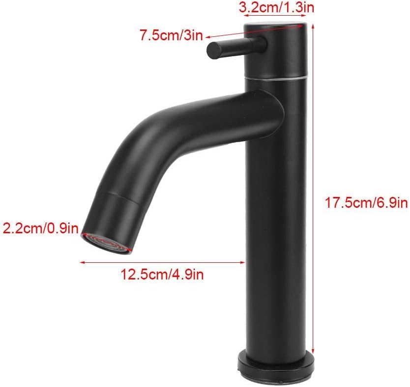 Mumusuki Single Cold Stainless Steel Black Bathroom Faucet with Hose - Image 3