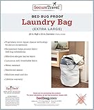 Secure Travel Premium Extra Large Laundry Tote Bag - 100% Bed Bug Proof Zipper Closure - Heavy Duty Durable w/ Strong Carry Straps Handles - Lightweight Tear Resistant Material - Machine Washable