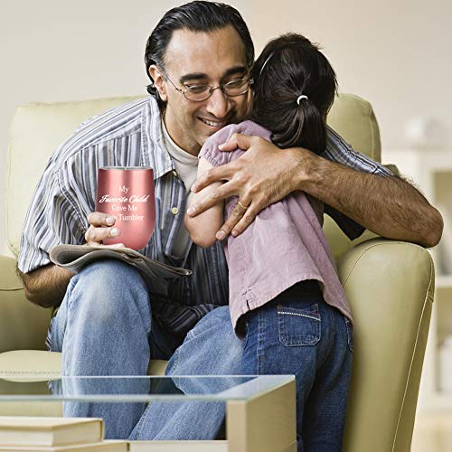 Stainless Steel Stemless Wine Tumbler, 4 Pack 12oz Double Insulated Wine Glasses with Lid for Champagne, Cocktail, Beer, Coffee, Drinks - Funny Unique Gifts Idea for Family\'s, Rose Gold