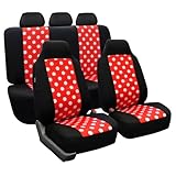 FH-FB115115 Full Set Polka Dots Car Seat Covers for Car Van and SUV, Red / Black color- Fit Most Car, Truck, Suv, or Van