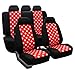 FH-FB115115 Full Set Polka Dots Car Seat Covers for Car Van and SUV, Red / Black color- Fit Most Car, Truck, Suv, or Van