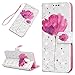 Galaxy S9 Case, Printed 3D Bling Crystal Lucky PU Leather Wallet Case with Wrist Strap Flip Kickstand ID&Credit Card Pockets Ultra-Strong Magnetic Closure Shockproof Skin for Samsung Galaxy S9, Lotus
