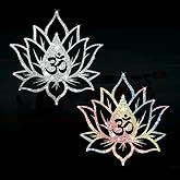 2PCS Sparkling Lotus Self-Adhesive PVC Rainbow Glittery Decal Sticker for Cars, Laptops, Trucks, Motorcycles Wall Window Luggage Scratch Cover Door Multi-Surface Decor Sticker