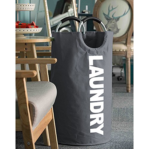 BAYCHEER 600D Oxford Waterproof 60L Large Capacity Collapsible Foldable Laundry Basket/Hamper/ Clothes Bag/Washing Bin with Alloy Handle for Heavy Duty, Clothes, Books, Toys Storage, College, Camping