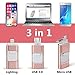 iOS USB Flash Drives for iPhone 128GB [3-in-1] Lightning OTG Jump Drive, AHNR External Micro USB Memory Storage Pen Drive, Encrypted Flash Memory Stick for iPhone, iPad, Android and PC (Pink)