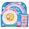 Peppa Pig Perfect Day Kids Tableware 3 Piece Reusable PP Plate, Bowl & Cup Children – Peppa, George Tumbler & Dinnerware…