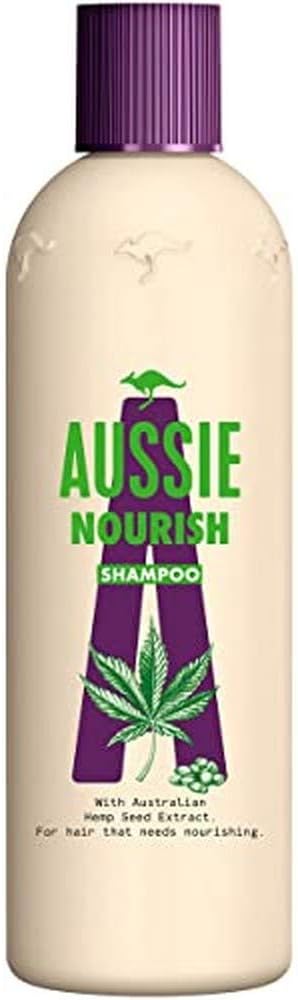 Aussie Nourish Shampoo for Hair That Craves for Care 300 ml, Women's Shampoo with Hemp Seed Extract, Hemp Seeds
