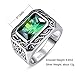 BONLAVIE 925 Sterling silver Fine Created Emerald and Cubic Zircon Ring Wedding Band for Men and Women Size 7