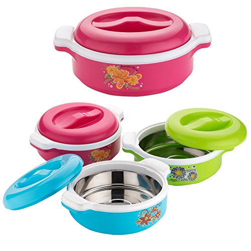 Primelife Orchid 18/8 Steel+ Plastic Casserole, Set of 1, 1 L, Pink 3 Primelife Orchid 18/8 Steel+ Plastic Casserole, Set of 1, 1 L, Pink - Image 3