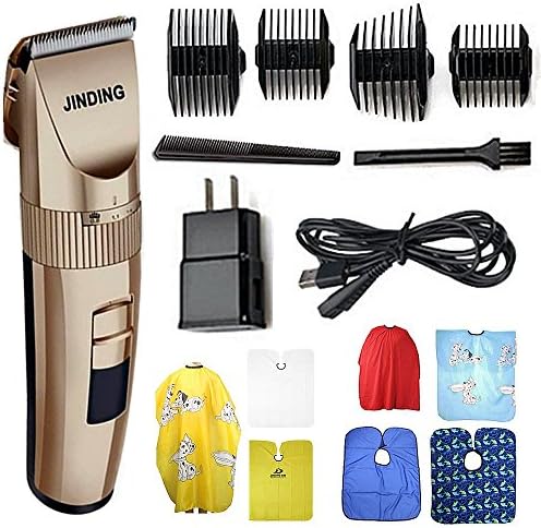 Electric Hair Clipper Professional Hair Trimmer Hair Cutting Machine To Haircut Beard Trimmer Ceramic Blade Dual combs (Gold with Hair scarf)