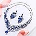 EVER FAITH Austrian Crystal Elegant V-Shaped Teardrop Necklace Earrings Set Blue Silver-Tone