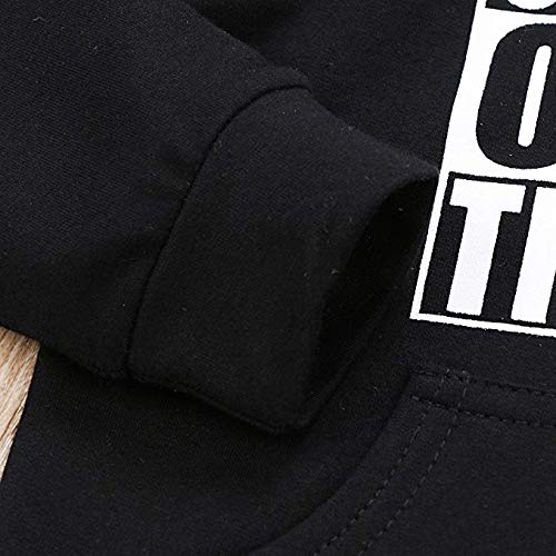 FaMommiesBB Toddler Newborn Baby Boys Girls Straight Outta Timeout Hooded Sweatshirt Top with Kangaroo muff Pockets (Black, 1-2 Years)