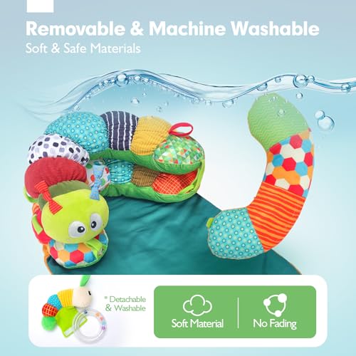 hahaland Baby Toys 0-3 Months - 3 in 1 Tummy Time & Support for Sitting Cushion - Toys with Rattles, Teether for Baby 0 3 6 Months