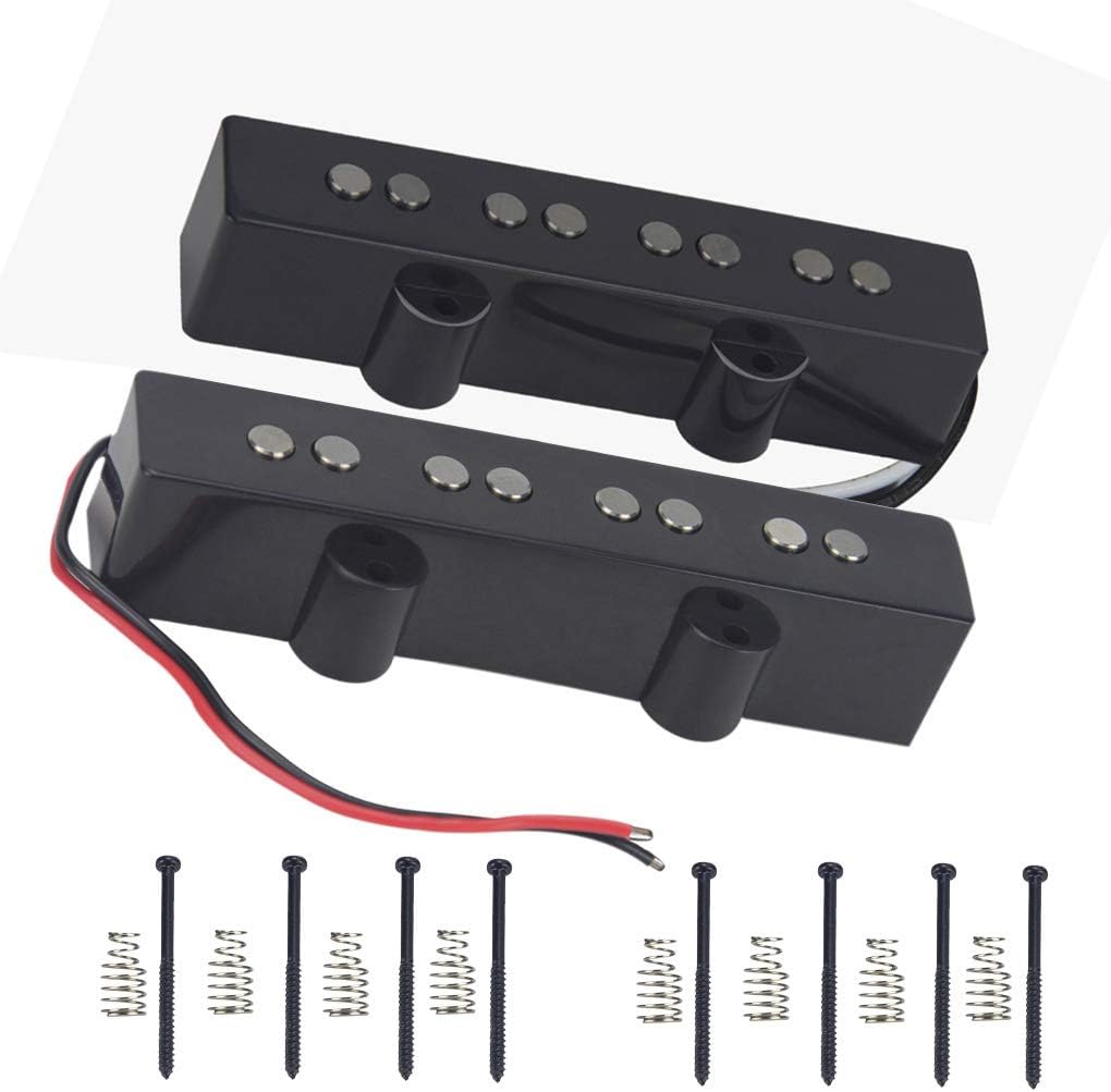 FLEOR Alnico 5 Jazz Bass Pickups Neck & Bridge Pickup Set Fit 4 Strings Fender Jazz