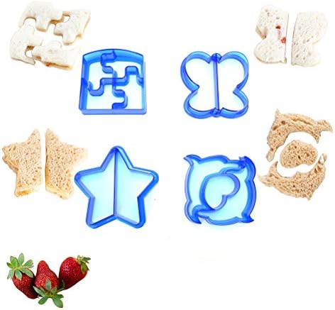 Ensunpals Fun Cake, Cookie &amp; Sandwich Cutter Shapes for Kids - Set of 4: Dolphin, butterfly, Star &amp; puzzle