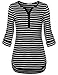 Messic Tunics for Women, Women's 3/4 Roll Up Sleeve High Low Hem Mid-Long Style Casual Knits Striped Shirts (XX-Large,Black)