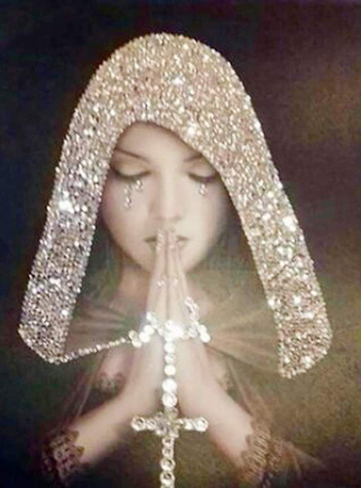 WOWDECOR 5D Diamond Painting Kits, Christian Girl Jesus Cross Full Drill DIY Diamond Art Cross Stitch Paint by Numbers