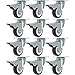 12 Pack 2-Inch Caster Wheels WITH BRAKE Swivel Plate Casters On Black Polyurethane Wheels
