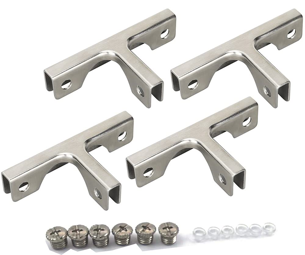 T-Shaped Glass clamp Stainless Steel Glass Support Bracket, Suitable for 8-10mm Glass Thickness, with Screws (Pack of 4)