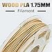 AMOLEN 3D Printer Filament, Wood Color 1.75mm PLA Filament +/- 0.03 mm, 0.5 LBS, Includes Sample Shining Silver &White Flexible Filament.