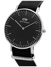 Daniel Wellington "clásico cuarzo acero inoxidable y piel reloj Casual, Color: Negro (Modelo: dw00100151)