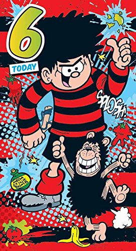 The Beano Dennis the Menace 8th Birthday Card Age 8 BN016 Multi Colour,232x128mm