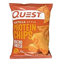 Quest Nutrition Nacho Cheese Tortilla Style Protein Chips, 18g Protein, 4g Net Carb, Gluten Free, 1.1 oz (Pack of 12)