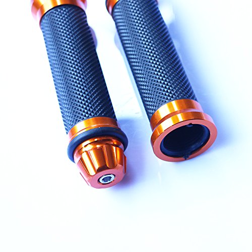 Yibid Motorcycle 7/8" Handlebar Rubber Gel Hand Grips and Black Aluminum Throttle for Honda Aprilla, BMW, Kawasaki, KTM, Ducati Go Kart Sport Bike, Orange Gold - Thumbnail 6