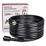 YAMATIC Anti-kink 1/4" 3200 PSI 25 FT Pressure Washer Hose With M22-14mm Brass Thread Fit Most Brand Pressure Washer Replacement