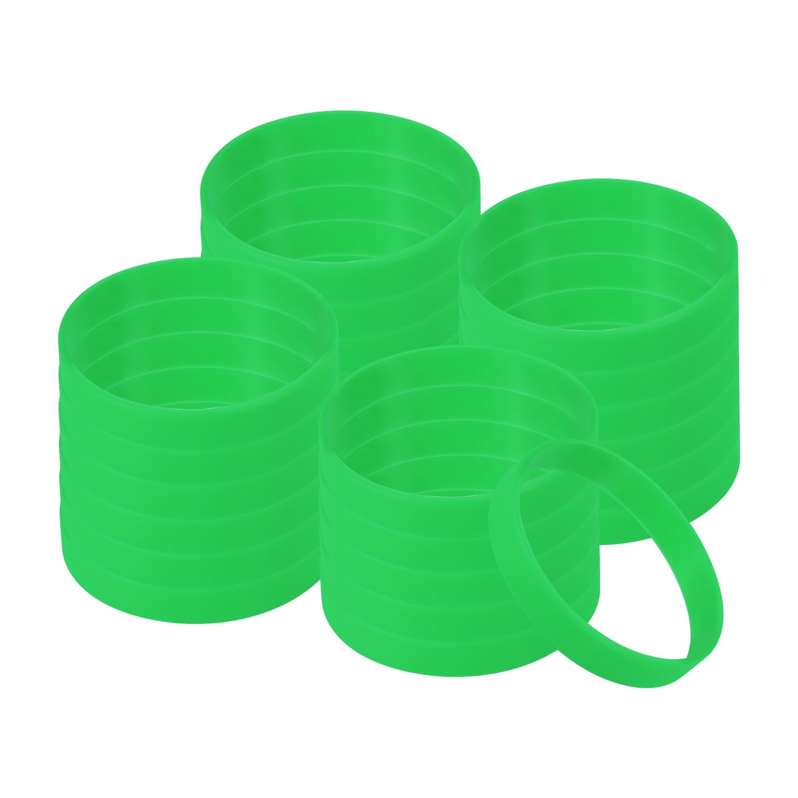PATIKIL Silicone Bracelets, 24 Pack Colored Rubber Wristbands Blank Stretch Sports Bands for Adults Teen Sports Team Games, Light Green