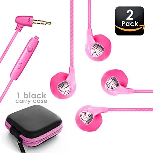 THE Electronics Wired 3.5MM Classic Earphone/Earbuds/Headphones +1 Carry Case w/ Microphone Noise Isolating Headphones for work talk play workout gym smartphones tablets (S10 PK X2)
