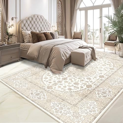 phonzenuo Large Rug 200x290cm, Low-Pile Indoor Printed Rugs, Home Decor Floor Carpet, Washable Vintage Area Rug，Persian Carpets Distressed Anti-slip Rug for Living Room