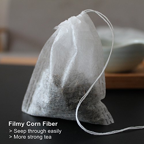 Bstean Drawstring Corn Fiber Tea Filters Infuser Bags for Loose Leaf Tea with Free Clip (100 PCS)