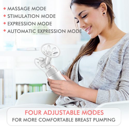 Double Breast Pump – Electric Breast Pump with 4 Modes and 16 Adjustable Suction Levels, USB Charging Quiet Breast Pump Kit with Two Hygienic Milk Bottles, Hands Free, Pump Anytime Anywhere - Thumbnail 2