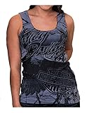 Harley-Davidson Women's Latitude All-Over Print Sleeveless Tank Top, Stone Wash