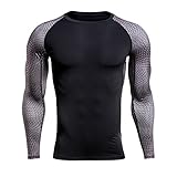 Men's Scale Long Sleeve Training Top Compression T shirts for Running Fitness 4XL