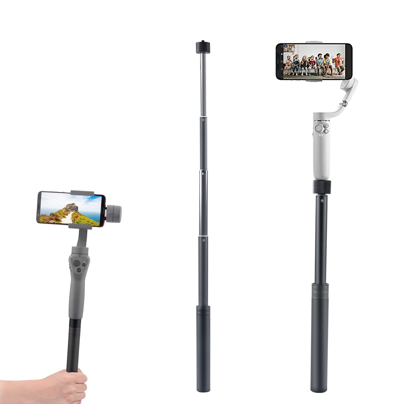 iEago RC Selfie Stick Integrated Portable Telescopic Rod Adjustable Gimbal Stabilizer Extension Pole with 1/4" Screw for DJI OM 5 / OM 4 / OM4 SE/Osmo Mobile 3/2 Action Cameras Accessories