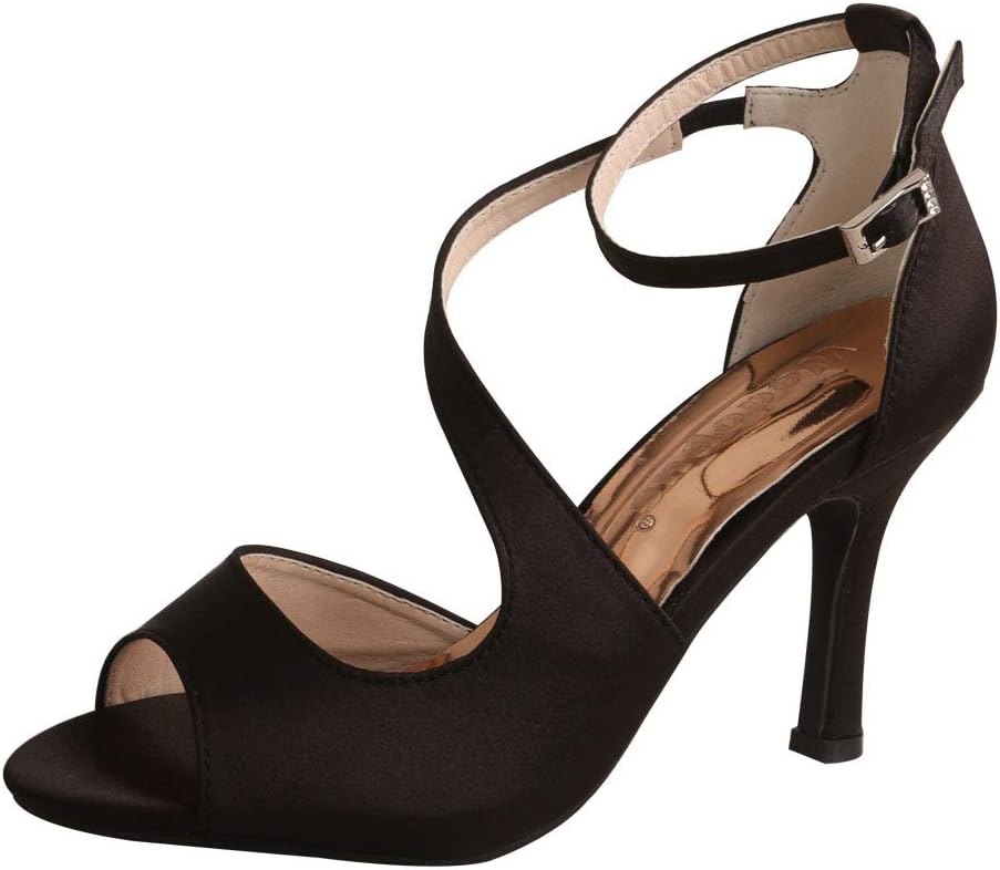 Wedopus WDF7050 Women's Peep Toe High Heels Wedding Sandals Buckles Satin Evening Party Prom Sandals
