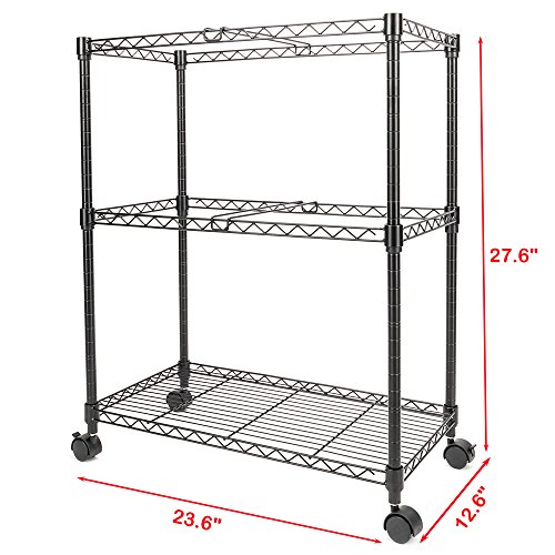 FCH 2-Tier Metal Rolling File Cart Portable File Cart for Letter Size and Legal Size Folder with 4 Rolling Wheels Black