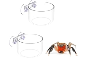 NANEEZOO Jumping Spider Feeding Dish, 2 Pack Tiny Food & Water Dishes with Suction for Tarantula, Aquarium & Other Small Pets