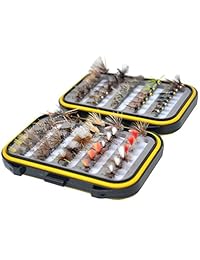 Caja de señuelos mosca Outdoor Planet de doble cara, con bolsillo y a prueba de agua + paquete surtido de 15, 28 o 35 piezas de señuelos mosca para trucha