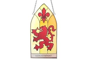 Royal Tara Scotland Stained Glass - Red Lion Rampant Gothic Panel Window Hanging Irish Sun Catcher Decoration Scottish Emblem Height 20cm