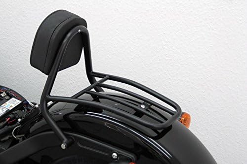 Driver Sissy Bar with Pad and Bag Rack Black HD Softail Blackline FXS 2001, Softail Slim FLS 2012-