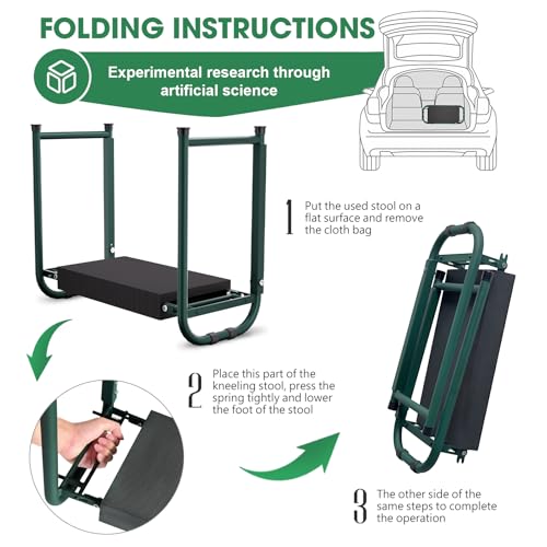 Onadak Premium Heavy Duty Garden Kneeler Seat - 4.5kg Reinforced Support Frame, Foldable Design with Storage Bag & Gift Box - Ideal Gardening Gift (Upgraded Green)​