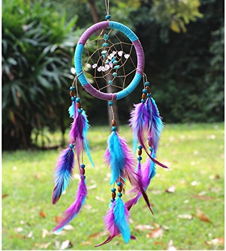 Dream Catcher ~ Handmade Traditional Feather Wall Hanging Home Decoration Decor Ornament Craft (Purple)