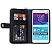 Galaxy Note 4 Case, TabPow Wave Zipper Cash Slot - [Card Slots][Button Closure] Flip PU Leather Wallet Case Cover with Detachable Magnetic Hard Case for Samsung Galaxy Note 4, Black